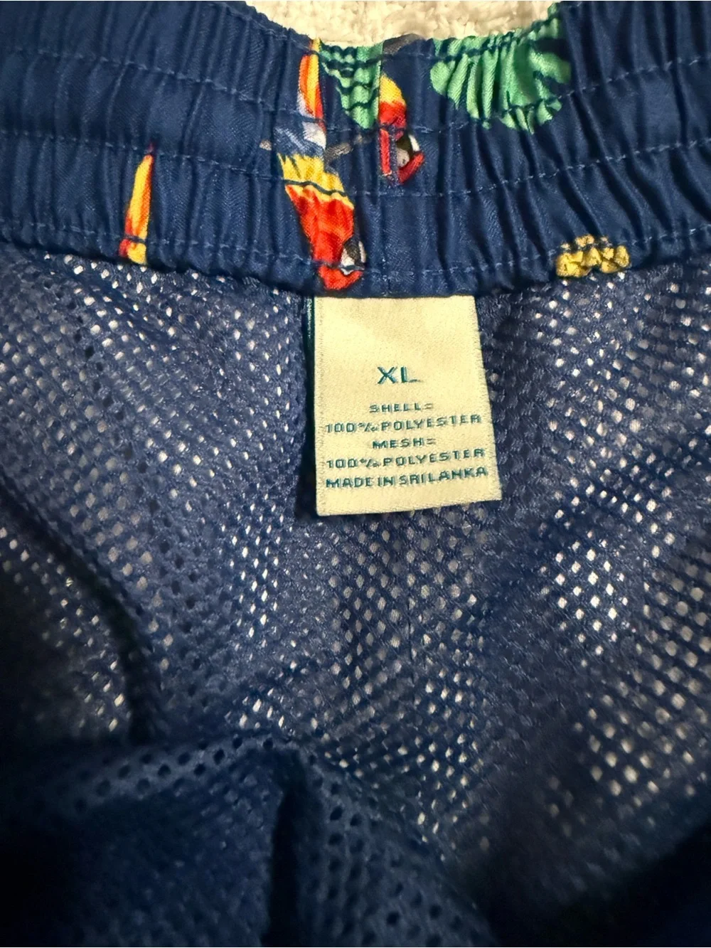 Caribbean XL Tropical Swim Trunks NWT Parrot Toucan Pineapple Mesh Lined